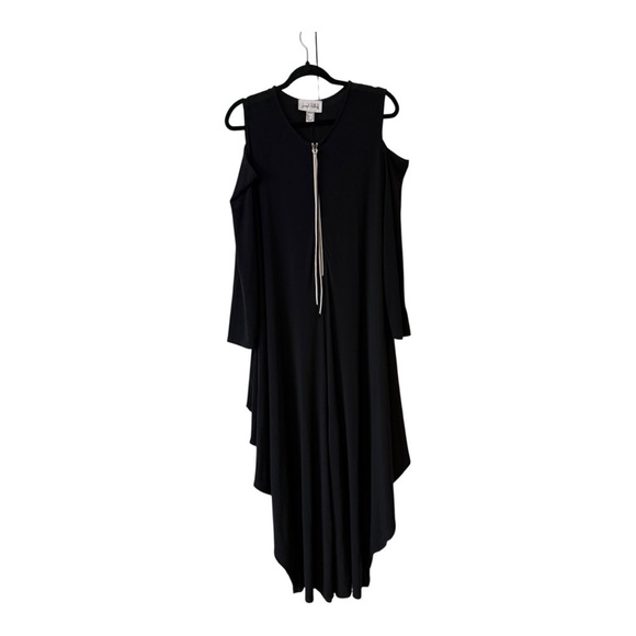 Joseph Ribkoff Harem Drape Cold Shoulder Zip Jumpsuit Stretch - Size 14 - Picture 2 of 15